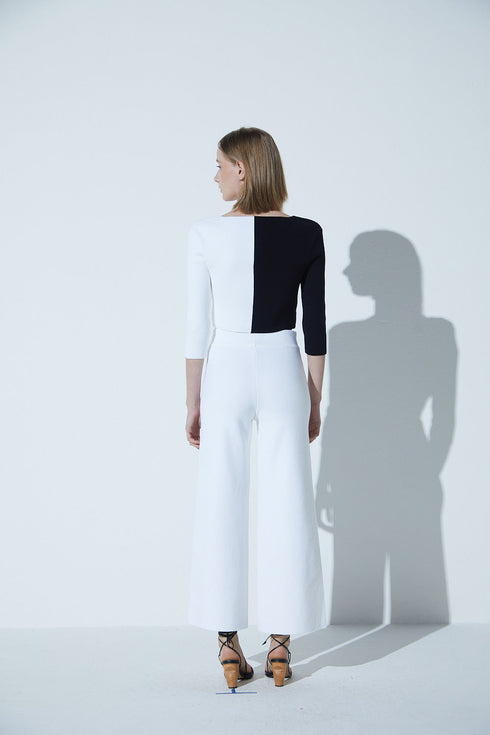 Calça Com Fendas Em Tricot Off-White